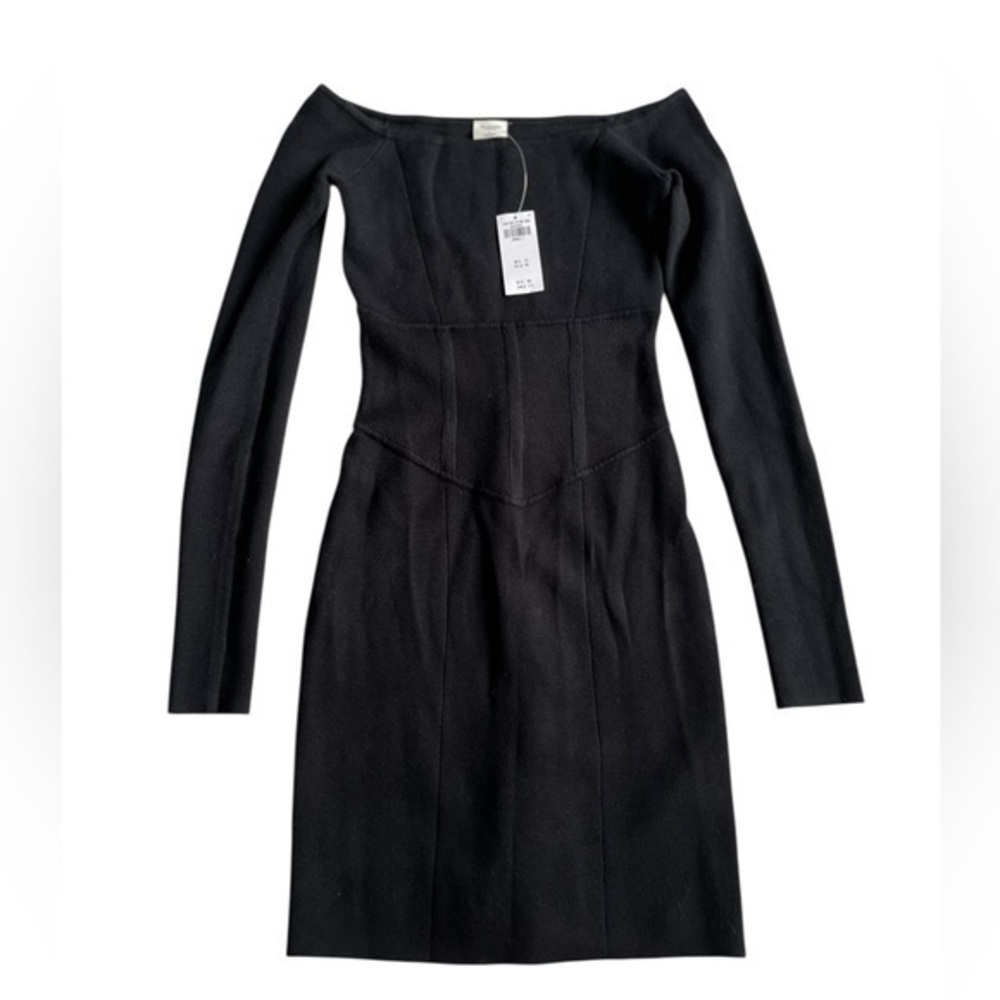 NWT Abercrombie & Fitch knit Black Off-Shoulder long sleeve Dress